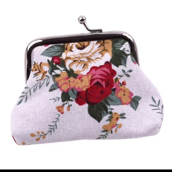 🌸 Floral Canvas Coin Purse – Vintage Kiss Lock Style - Picture 2 of 8
